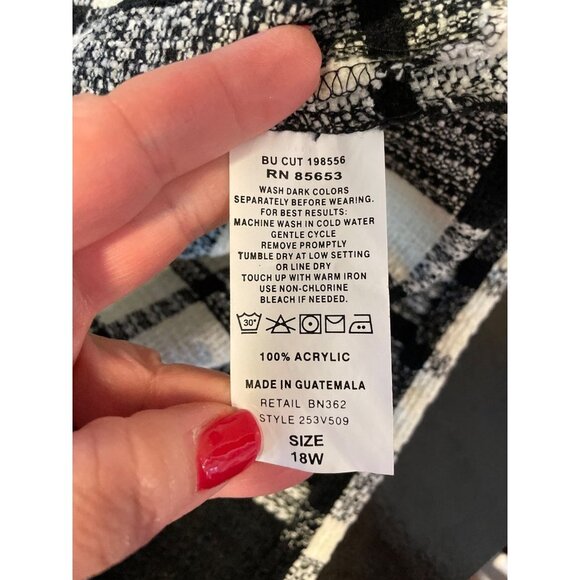 Monterey by Koret Black White Plaid Shacket Top Jacket Sz 18W - Picture 11 of 11